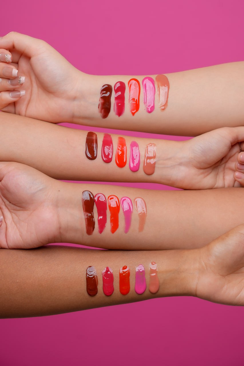 All 5 shades swatched on arm