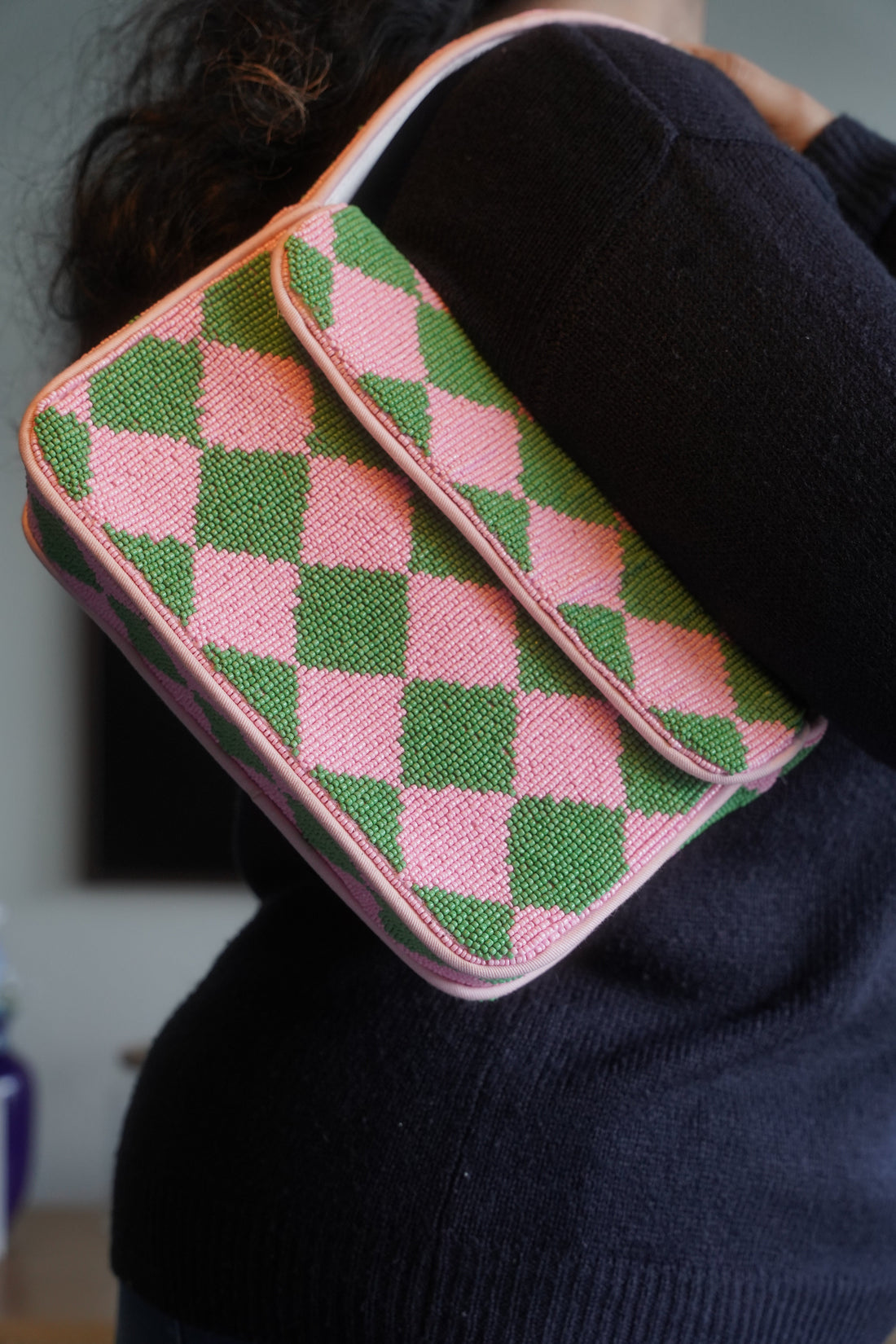 Check Mate Beaded Bag